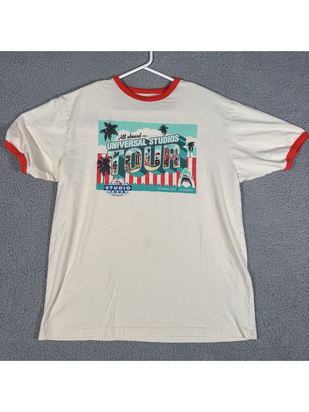 Universal Studios Hollywood CA Studio Tour Large Ringer T Shirt 60th Anniversary